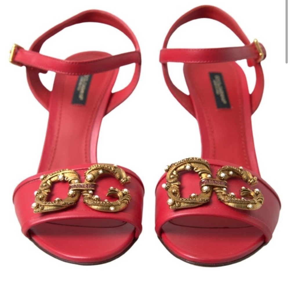 Dolce & Gabbana Red Sandals with Gold Accents